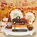 2 x Fall Decorations for Home 7PCS Table Centerpieces, Tabletop Thanksgiving Decor for Tiered Tray Shelf Mantel Office Desk Thanksgiving Autumn Decoration Farmhouse Wood Faux Book Stack and Pumpkin Sign