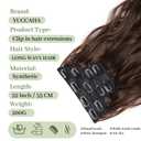 Clip in Hair Extensions 4Pcs Thick Double Invisible Lace Weft Synthetic Hairpieces 22 Inch Wavy Hair Extensions Clip Ins for Women(Chocolate Brown)