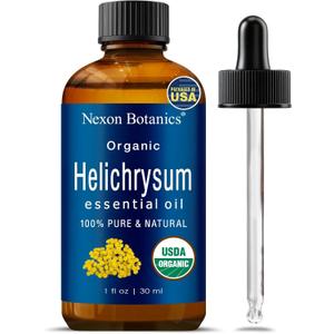 Organic Helichrysum Essential Oil 30 ml - Pure, Natural Oils for Aromatherapy, Diffusers, DIY, Candle and Soap Making Scent - Nexon Botanics (1 Fl Oz (Pack of 1))