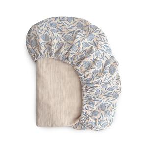 mushie Extra Soft Muslin Fitted Crib Sheet | 192 Thread Count | 28"x 52" (Blue Flowers)