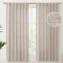 YoungsTex Beige Linen Semi Sheer Curtains 63 Inch Length for Living Room, Light Filtering Window Drapes with Rod Pocket Back Tab Natural Textured for Country Bedroom, 2 Panels, 52 X 63 Inch