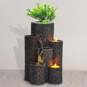 Greyhoo Indoor Water Fountain 3 Tier Column Tabletop Fountain Relaxation Min Waterfall for Room Decoration