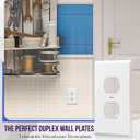 ENERLITES Duplex Wall Plates Kit, Electrical Outlet Covers, Standard Size 1-Gang 4.50" x 2.76", Unbreakable Polycarbonate Thermoplastic, Electric Receptacle Plug Covers, 8821-W-20PCS, White (20 Pack)