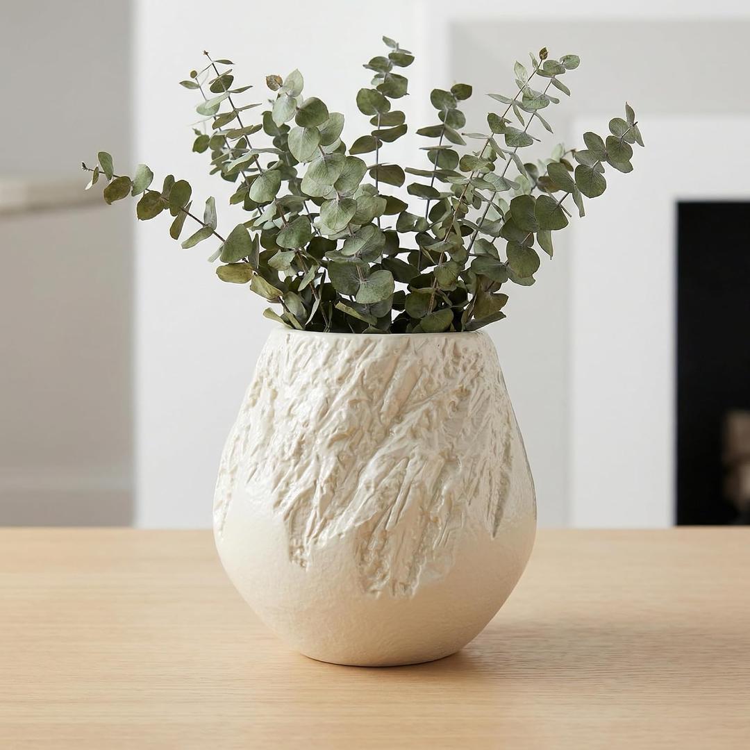 Sunddo White Ceramic Vase 8 Inch