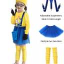 Girls Yellow Costume Accessories Set Kids Halloween Cosplay Outfit with Beanie Goggles Gloves Suspenders Tutu Skirt Socks Crossbody Bag ( One Size )