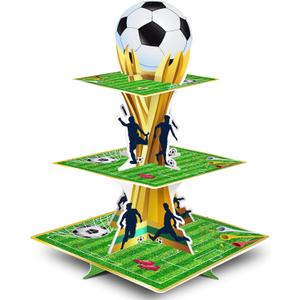 KALEFO Soccer Party Supplies 3 Tier Cupcake Stand Football Birthday Decorations Sports Theme for Teenagers