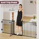 29.4-78" Extra Wide Baby Gate, Long Dog Gates Indoor for Doorways Stairs, Essential Large Safety Gate for Child Toddler with Anti-Trip Pedal, Adjustable Pet Gate, 28" Tall 3 Metal Panels Black