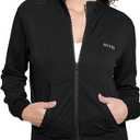 GUESS Women's Eco Gelsey Full Zip Sweatshirt, Jet Black , Size L