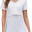 Sosolism V Neck Breastfeeding Shirts Short Sleeve Breathable Nursing Tops Summer Pumping Tshirt for Women (Pink, L)