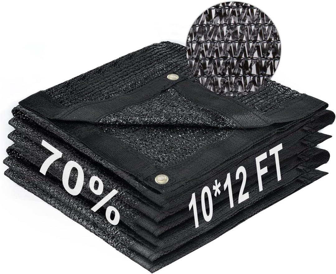 LOVE STORY 10x12FT 70% Black Shade Cloth Sun Shade Net with Grommets Sunblock Net Mesh Tarp for Garden,Plants Cover,Greenhouse and Patio (10FTx12FT)