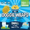 Bodhi Dog Disposable Male Dog Diapers - Super Absorbent, Leak-Proof Pee Wraps - Adjustable Fit, Comfortable Design, Advanced Moisture Control, and Wetness Indicator - Small (20 Count)