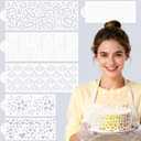 6PCS Cake Stencils Decorating, Bendable Cake Stencils for Buttercream, Floral Lace Stencil for Decorating Wedding, Birthday (K2)