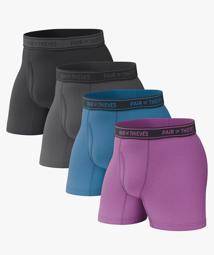Pair of Thieves 4 Pack Men’s Boxer Briefs - Soft, Stretchy, Moisture-Wicking Underwear for All-Day Comfort and Support XL
