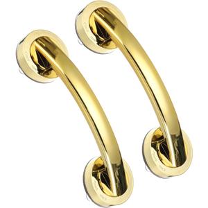 uxcell 2pcs Grab Bars for Bathtubs and Showers, 7.6" Mirror Glass Door and Window Handles Powerful Shower Suction Cup Anti-Slip Safety Bars for Senior Shower Chairs Gold