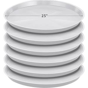 Eccliy 6 Pack Plastic Plant Saucer Heavy Duty Planter Saucers Large Plant Pot Saucers Plastic Water Trays for Indoors and Outdoors Flower Plant Plant Drip (White,25 Inch)