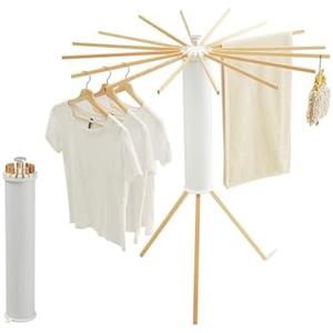 JOOM Tripod Clothes Drying Rack, Garment Rack Portable and Foldable Space Saving Laundry Drying Rack - Drying Rack Clothing Floor Folding Balcony Bedroom Household Wooden