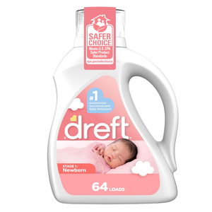 Dreft Stage 1 Newborn Baby Liquid Laundry Detergent, Gentle on Sensitive Skin, HE Compatible, 64 loads
