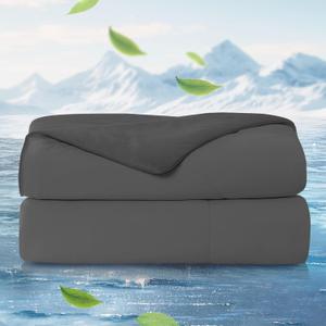 Cozy Bliss Cooling Comforter Queen Size x Sorona Viscose Natural Fiber, Reversible Silky Smooth Cooling Blanket with Q-Max0.45 for Hot Sleepers & Night Sweats, Charcoal Grey, 90"x90"