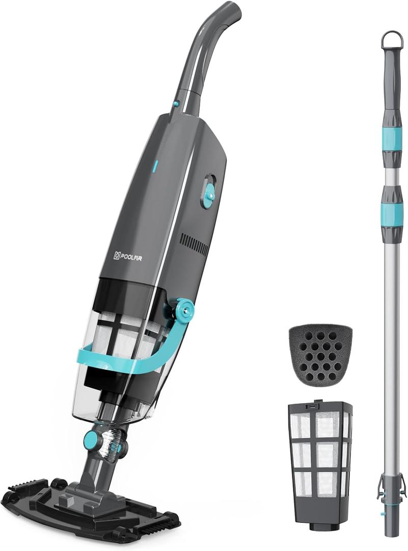 Cordless Handheld Pool Vacuum, Rechargeable Pool Cleaner with 16 Gal/Min Suction, 60 Min Runtime, Dual-Phase Cleaning System, Ideal for Above Ground Pools, Spas, Hot Tubs, Teal (2025 Version)