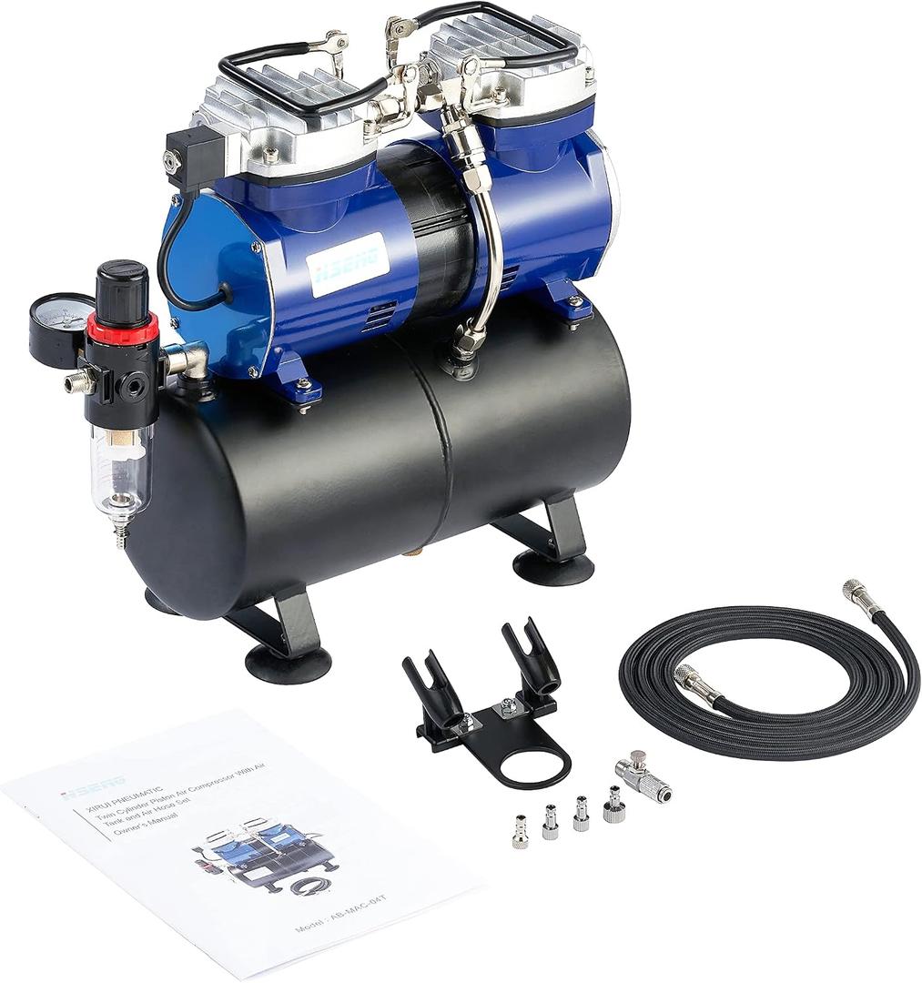 1/3 HP Low Noise (47db) Air Compressorwith 3.5L Air Storage Tank for Airbrushing Dark Blue