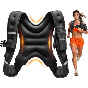 Renoj Weighted Vest for Women Men, 8lb Fixed Weights for Walking, Running, Training, Exercise, Weight Loss - With Reflective Strips and Storage Pocket (Black)