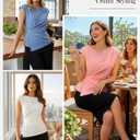 GRACE KARIN Womens 2026 Spring Short Sleeve Tops, Dressy Casual Peplum Shirts Outfit, Tunic Blouses Trendy Fashion Clothes (Blue, M)