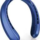Neck Fan, Portable Fan around Neck, 4000mAh Battery Operated Wearable Personal Fan with USB Rechargeable, 3 Wind Speed, Fast Cooling, Ultra Quiet, Bladeless,Headphone Design for Travel, Men Women (Blue)