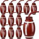 Sumind 12 Pcs Sport Ball Cups with Straws and Lids, 17 oz Plastic Cups Bulk for Kids Birthday Theme Party Sport Party Favors Supplies(Football)