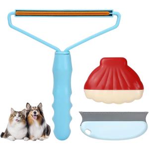 3 x Pet Hair Removal Tool: 3 Pack Cat Dog Hair Removal, Reusable Lint Shaver Cleaner Portable Fur Remover Tool Carpet Scraper, Washable Lint Roller, Brush for Clothes, Car Mats, Couch, Pet Bed, Furniture