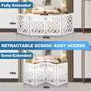 Cut-Out Design 16" Short Dog Gate for Small Dogs, Foldable Retractable Puppy Gate Indoor - Freestanding Lightweight Pet Barrier for Doorways, Stairs, Hallways (Extends to 41", White)