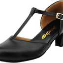 Women's T-Strap Latin Salsa Ballroom Dance Heels Black Character Shoes Prom Wedding Dress Pumps (5)