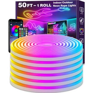 LETIANPAI 50Ft Neon Rope Lights,Flexible Led Rope Lights Control with App/Remote,Multiple Modes Music Sync Gaming RGB Led Neon Lights for Bedroom Outdoor