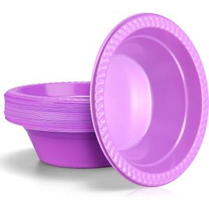 30 Pack 12 oz Purple Disposable Plastic Bowls Dessert, Ice Cream, Salad, Soup Serving Cups for Party, Picnic, Food Snacks (Purple)