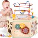 aiwo 7-in-1 Activity Cube for Toddlers 1-3 Montessori Toys, Wooden Large Activity Center for 1 Year Old Baby, Educational Sensory Learning Toys for Boys and Girls Birthday Gifts