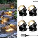 POPOSOAP Pond Lights 4-in-1 Warm White, Underwater Pond Lights with Timer/ IP68 Waterproof Submersible LED Fountain Lights for for Pond Waterfall Fountain Aquarium Garden Patio Pool(Set of 4)-P64H