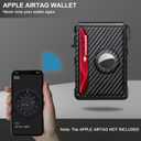 Airtag Wallet for Men, Mens Smart Wallet for Air Tag RFID Blocking, Minimalist Bifold Pop Up Aluminum Credit Card Case Holder 12+ Cards with ID Window, Gift for Men, No Airtag Included, Carbon Fiber