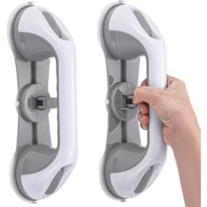 Strong Suction Grab Bars for Shower and Bathroom with 3 Suction Cups, Heavy Duty Safety Handles for Elderly and Seniors No Drill Removable 2 Pack, Waterproof Non-Slip Bath Handr