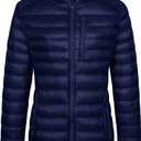 Wantdo Women's Hooded Packable Ultra Light Weight Down Jacket(Navy, Small)