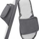 SHIBEVER Women's Slippers Fuzzy Open Toe Slip On Indoor House Shoes Comfy Bedroom Women Slippers (Gray)