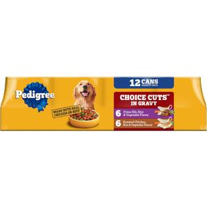 Pedigree Wet Dog Food, Choice Cuts Adult Canned Dog Food Variety Pack, 13.2 oz. Cans, 12 Count (EXP 02/02/26)