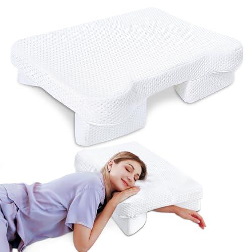 Eliteguard Pillow with Arm Hole, Shoulder Relief System for Neck and Shoulder Pain, Memory Foam Pillow for Side, Back and Stomach Sleepers - White