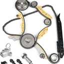 Timing Chain Kit Tensioner Guide Rail Crank Sprocket Shaft Sprocket compatible with Buick GMC Chevy Malibu Equinox Replaces 94201S 2.0L 2.2L 2.4L timing chain sproket