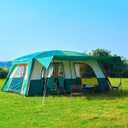 KTT Extra Large Tent 14 Person,Family Cabin Tents,2 Rooms,3 Doors and 3 Windows with Mesh,Straight Wall,Waterproof,Double Layer,Big Tent for Outdoor,Picnic,Camping,Family Gathering