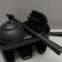 UMIEN Toilet Brush and Plunger Set 18-in - Updated 2025 No-Rust - Stainless Steel Design - Long Handles - with Freestanding Canister (Matte Black)