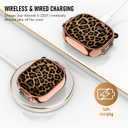 Maxjoy for Cute AirPods 3 Case (2021) with Safety Lock,Compatible Leopard Print AirPod 3rd Generation Case for Women Girly with Keychain-Gold
