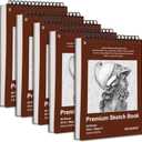 TKOOFN 5.5" x 8.5" Sketch Book, Pack of 5, 300 Sheet Top Spiral Bound Premium Sketchbook Drawing Pads(68lb/100gsm), Acid-Free Painting Paper for Adults Kids Artists Beginners