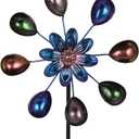 DREAMYSOUL Wind Spinners Outdoor, 10" Dia Colorful Metal Pinwheels for Yard and Garden, Kinetic Wind Sculptures & Spinner Outside (Purple Flowers)