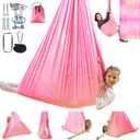 WUBOTIYU Sensory Swing for Kids Indoor & Outdoor Double Layer Therapy Cuddle Hammock Chair with 360° Swivel Hanger Kit Adjustable Child and Adult Aspergers Autism ADHD (Pink)  