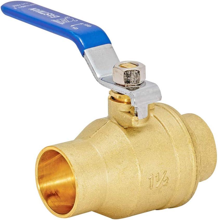 Eastman 1-1/2 Inch Sweat Heavy Duty Full Port Ball Valve, Brass Plumbing Fitting, 20069LF