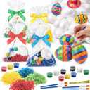 Teyva Daily 24 Sets/148 Pcs Easter Egg Painting Kit White Foam Eggs Brushes Easter Ornaments Decorations Paintable Unfinished DIY Craft Kits for Spring Classroom Party Favor Supplies